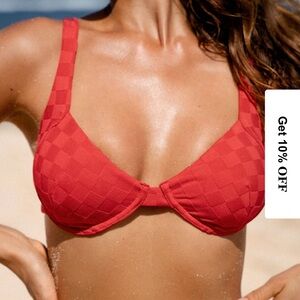 Berlook Red Jacquard Underwire Bikini Top